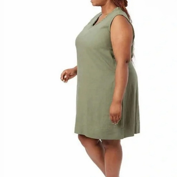 Briggs Women's Linen Blend Sleeveless Dress, Olive Green, Large - Picture 14 of 16